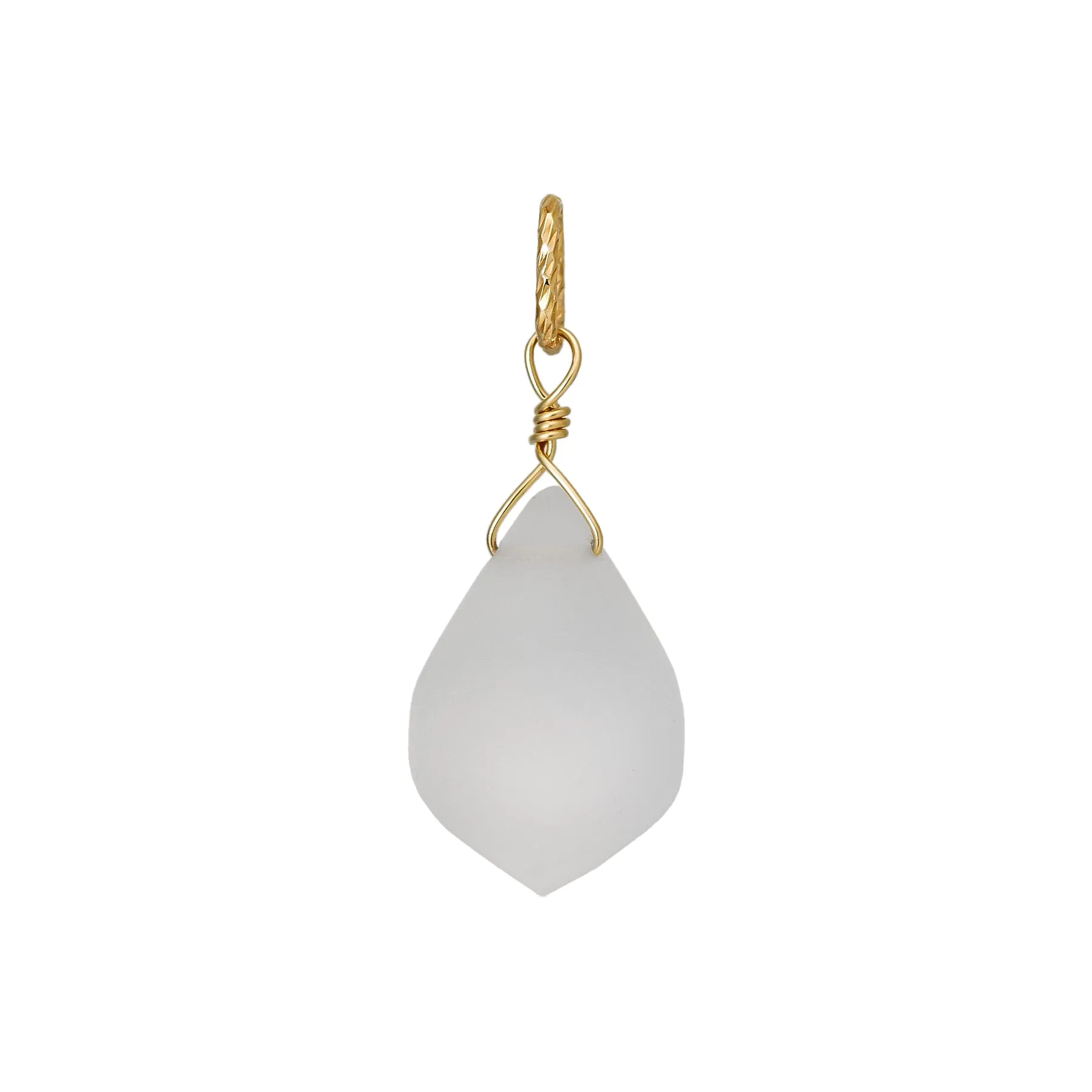10K White Quartz Necklace Charm (Yellow Gold)
