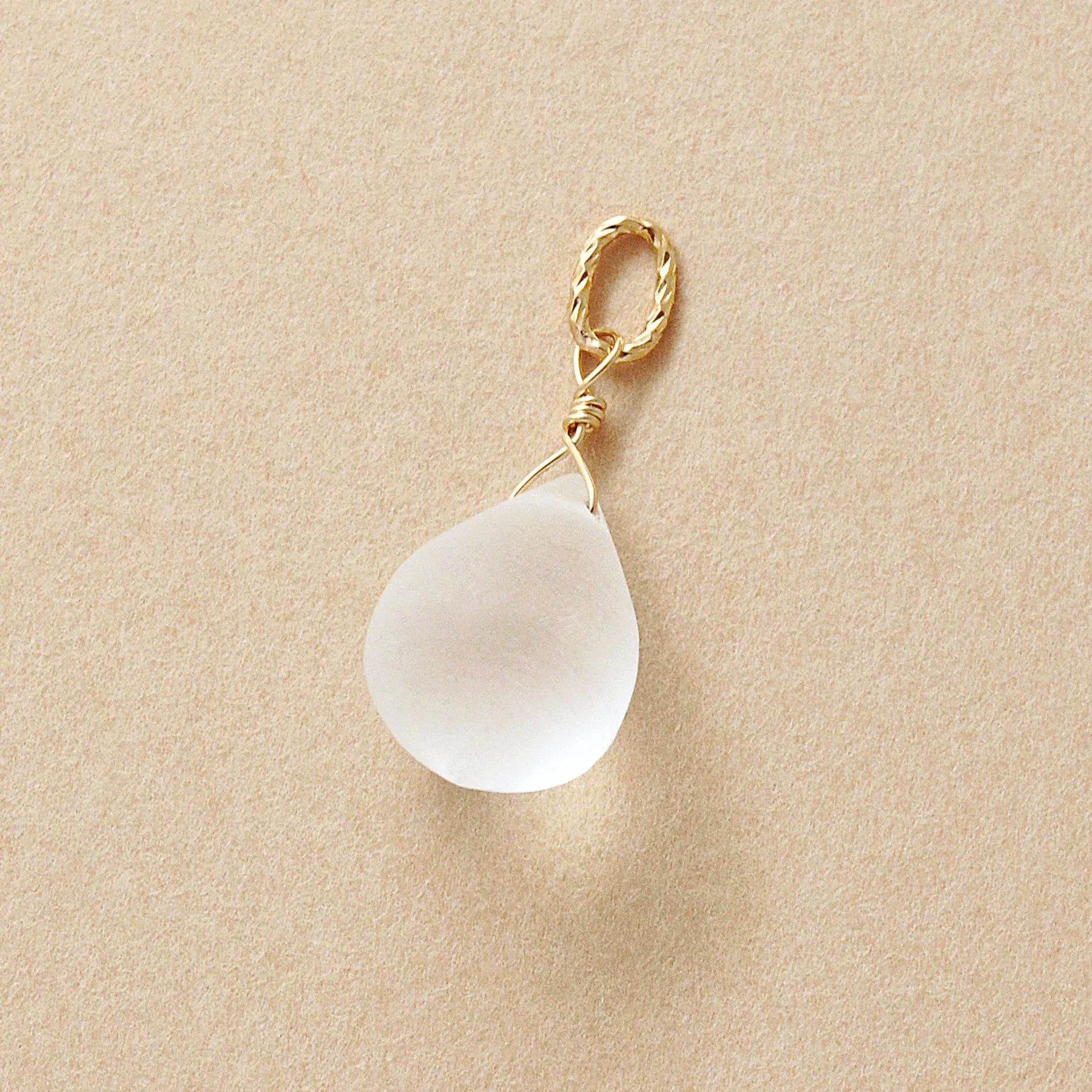 10K White Quartz Necklace Charm (Yellow Gold)