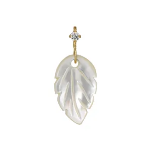 10K White Shell Leaf Necklace Charm (Yellow Gold)