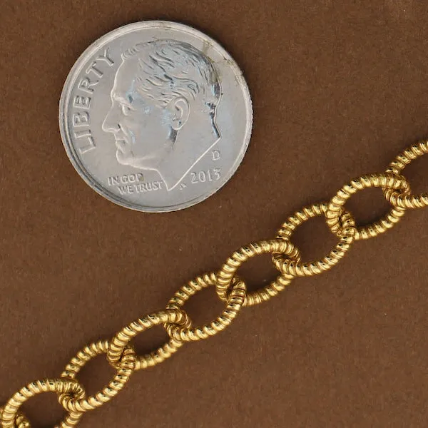 14k Gold Filled Link Chain with Pattern 7mmx9mm