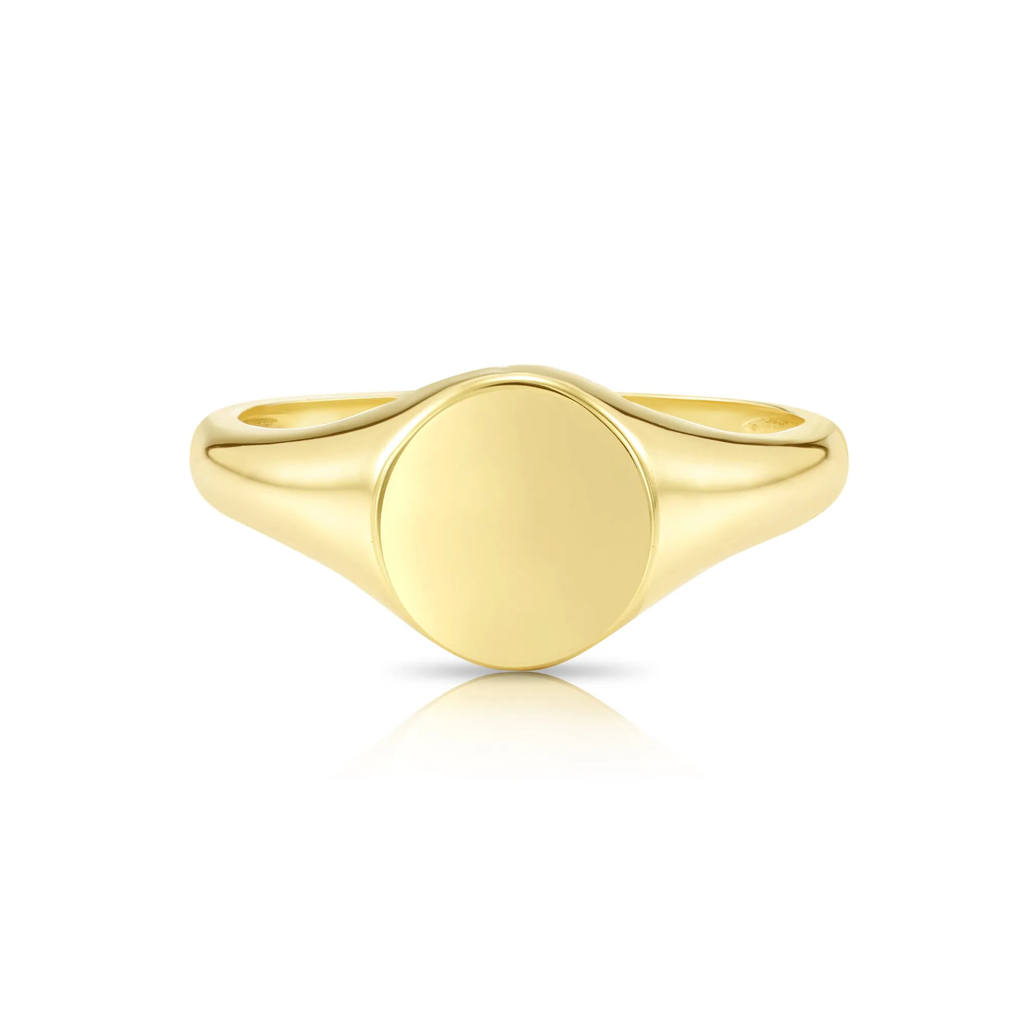 14k Solid Gold Round Signet Stackable Ring