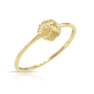 14k Solid Yellow Gold Love Knot Stackable Ring