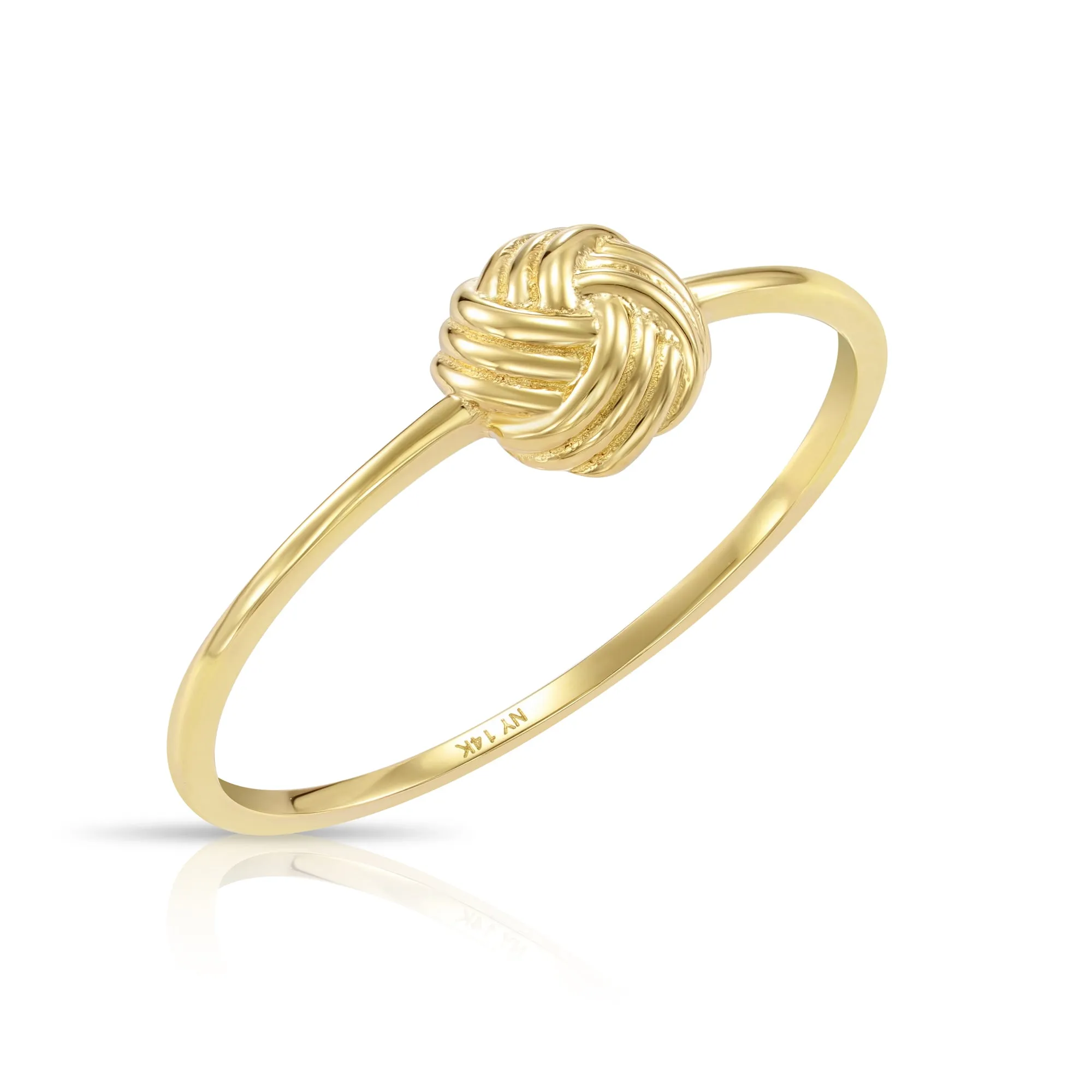 14k Solid Yellow Gold Love Knot Stackable Ring