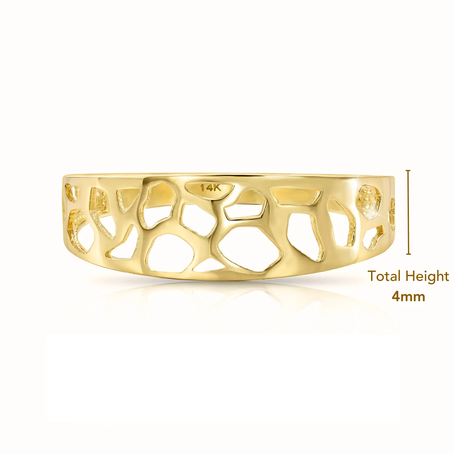 14k Solid Yellow Gold Openwork Stackable Ring