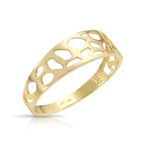 14k Solid Yellow Gold Openwork Stackable Ring