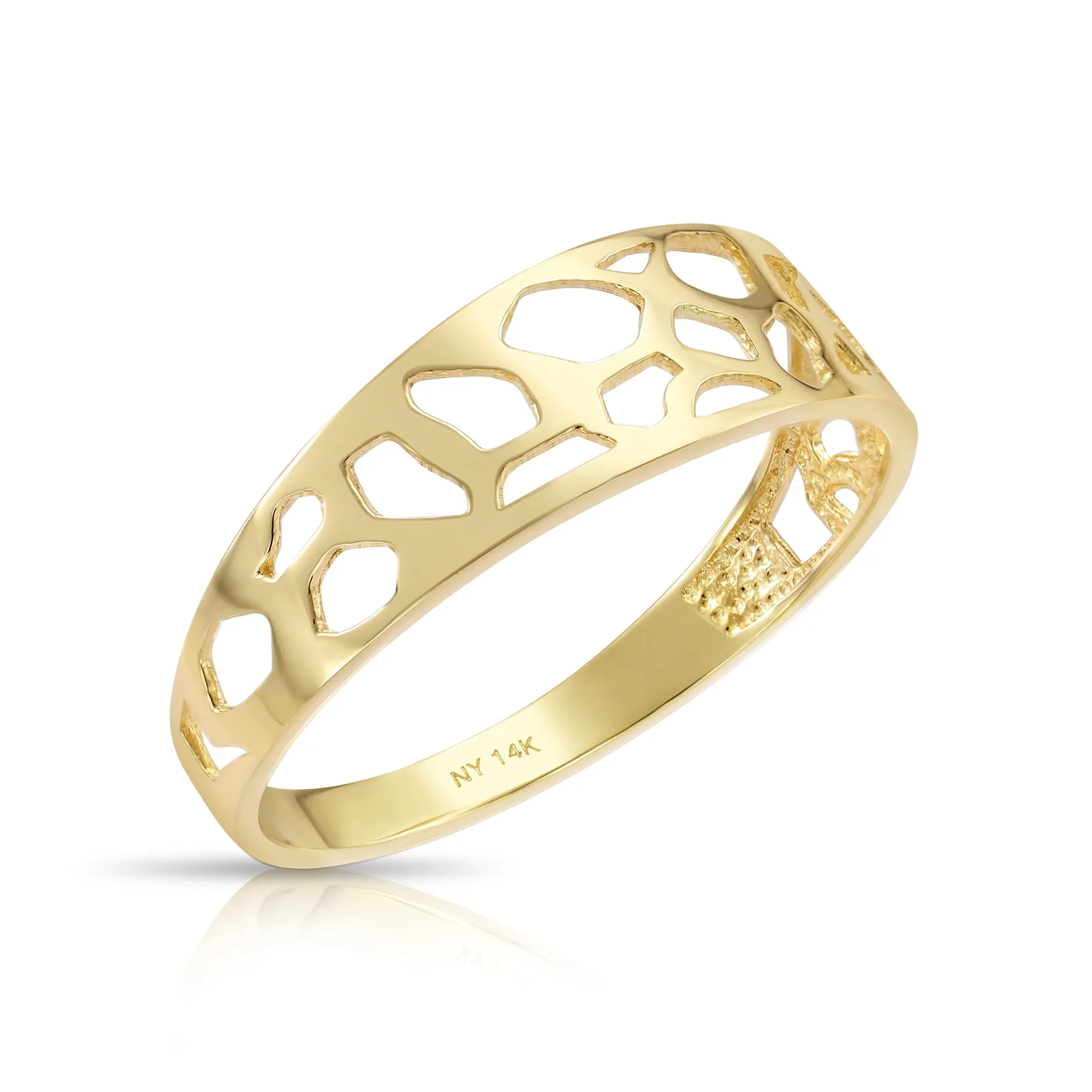 14k Solid Yellow Gold Openwork Stackable Ring