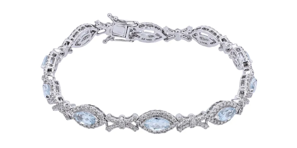 14K WG Marquise Gemstone Bracelet<p><strong>More Colors Available</p></strong>