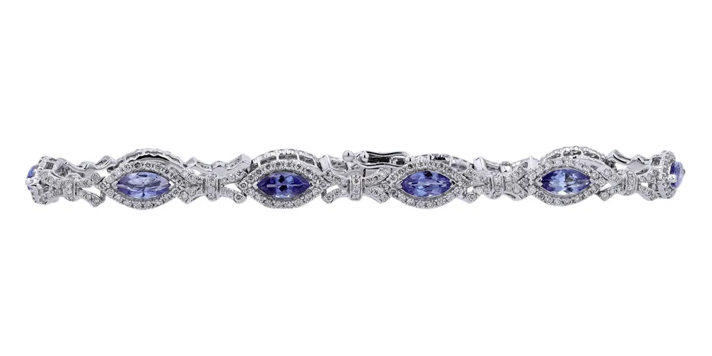 14K WG Marquise Gemstone Bracelet<p><strong>More Colors Available</p></strong>