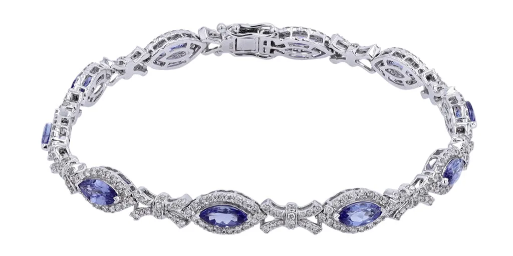 14K WG Marquise Gemstone Bracelet<p><strong>More Colors Available</p></strong>