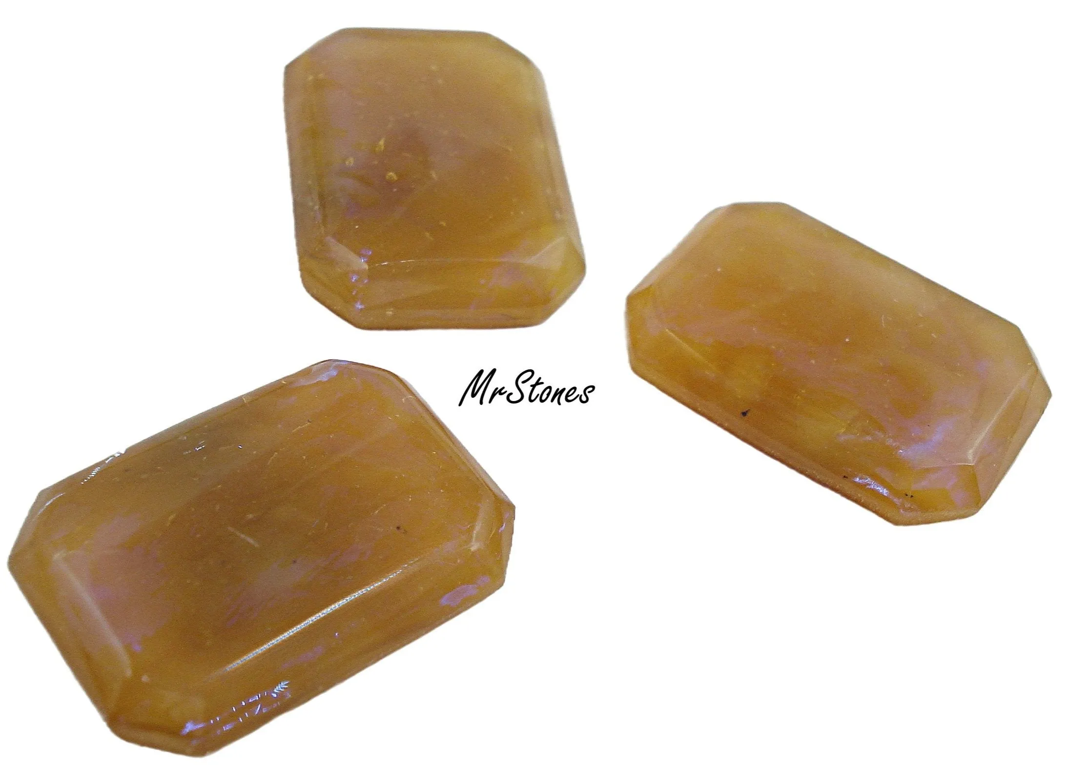 18x13mm (2610) Camel Butterscotch Opalescent sheen Rose Step Cut Flat Back Cushion Octagon