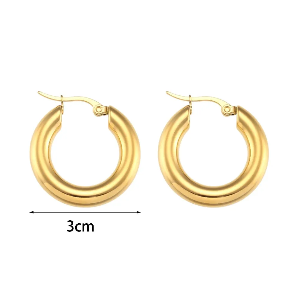 20mm/25mm/30mm Chunky Thick Hoop Earrings