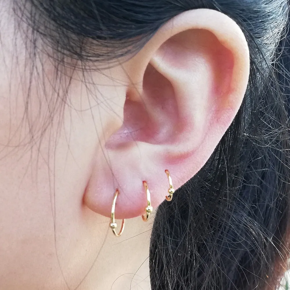2PCS /Pack Surgical Steel Captive Bead Ring Ear Hoop Nose Ring Loop Ear Tragus Cartilalge Piercing Ring Body Jewelry Earring