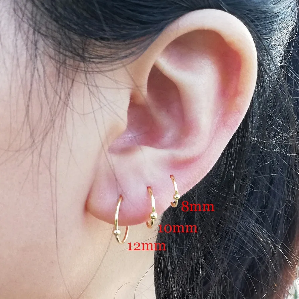 2PCS /Pack Surgical Steel Captive Bead Ring Ear Hoop Nose Ring Loop Ear Tragus Cartilalge Piercing Ring Body Jewelry Earring