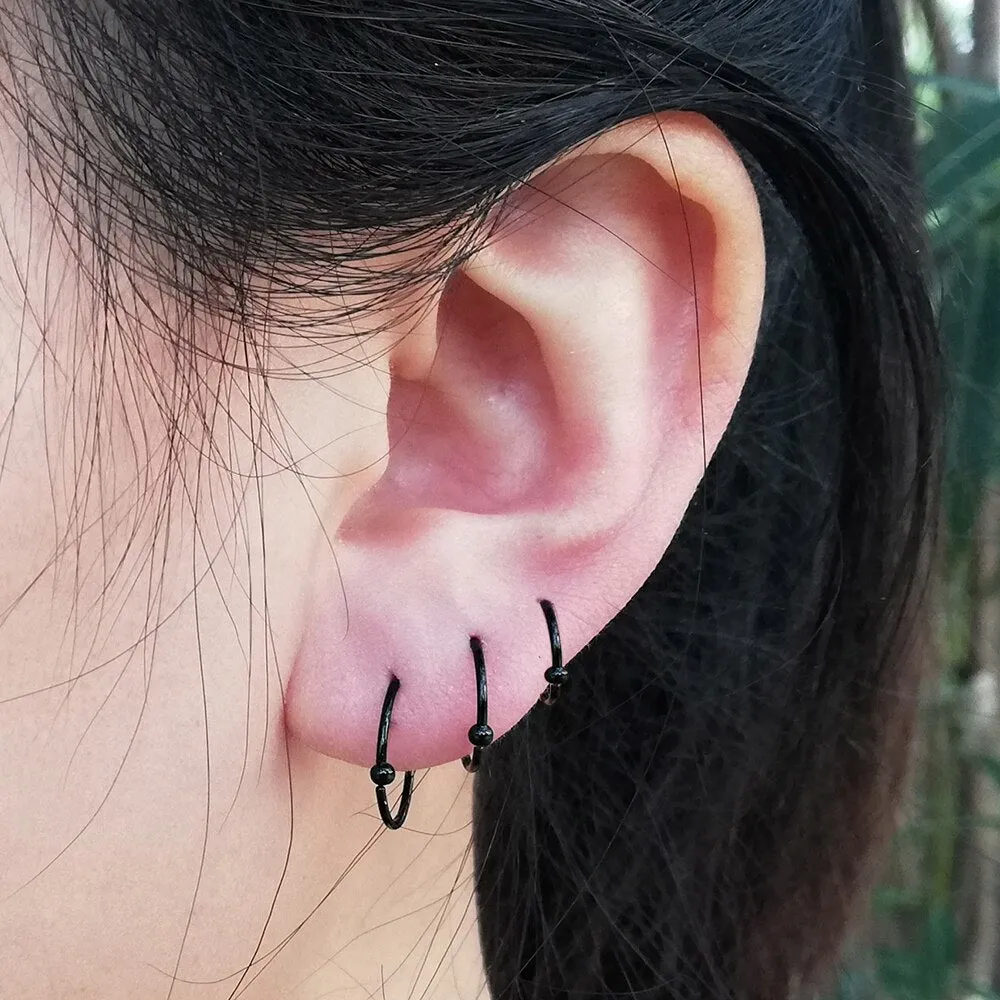 2PCS /Pack Surgical Steel Captive Bead Ring Ear Hoop Nose Ring Loop Ear Tragus Cartilalge Piercing Ring Body Jewelry Earring