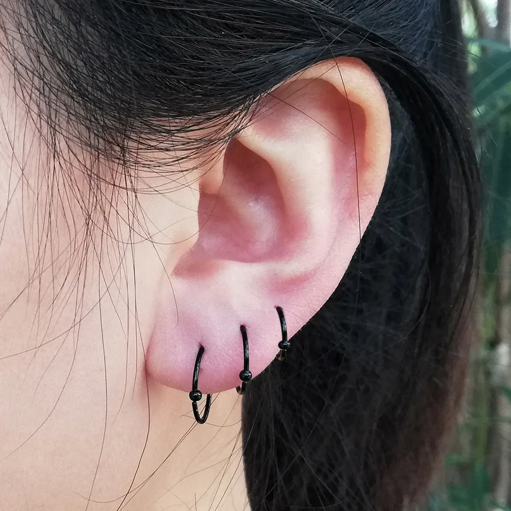 2PCS /Pack Surgical Steel Captive Bead Ring Ear Hoop Nose Ring Loop Ear Tragus Cartilalge Piercing Ring Body Jewelry Earring