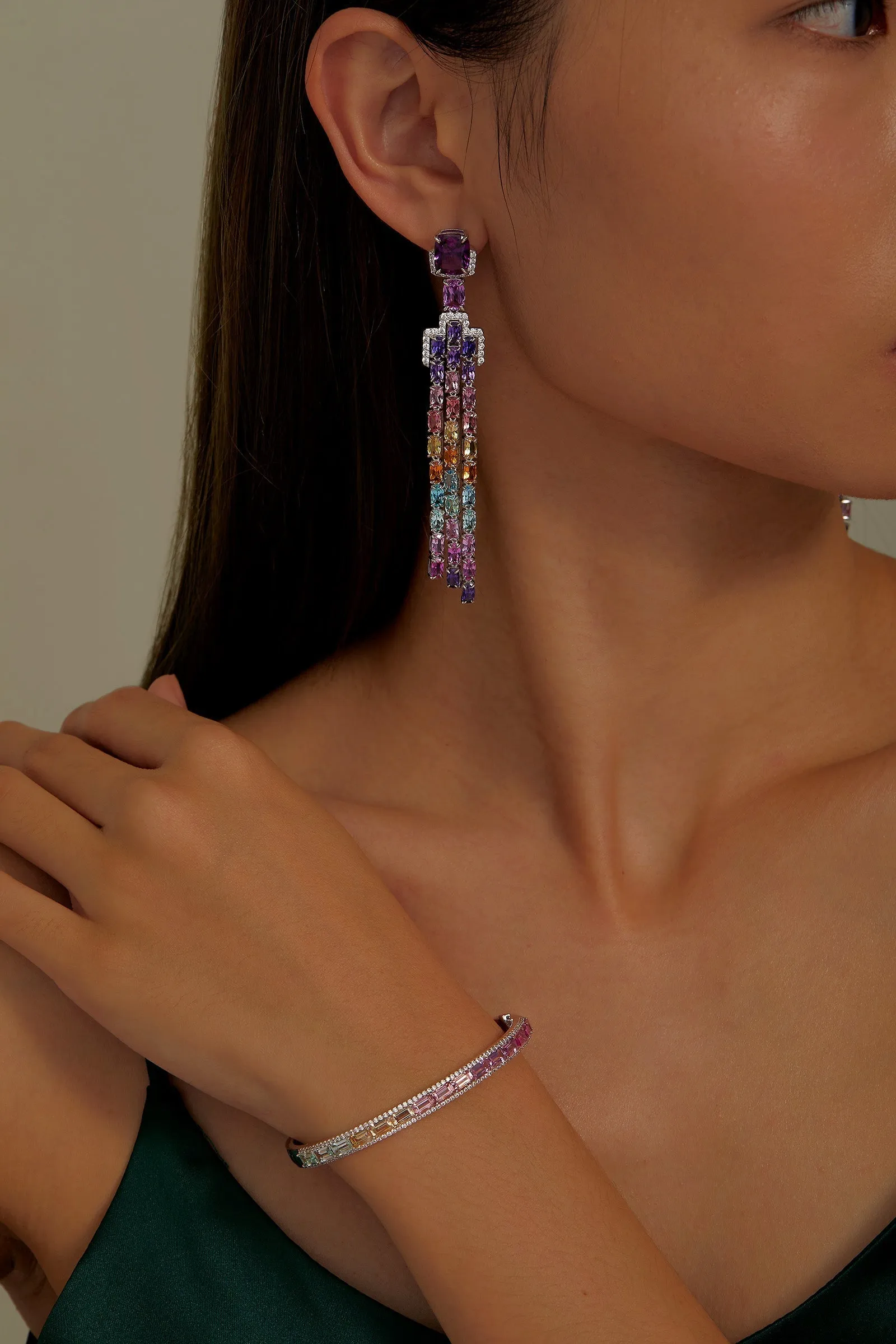 5.98 CTW Fancy Lab-Grown Sapphire Bracelet SYB001MP72