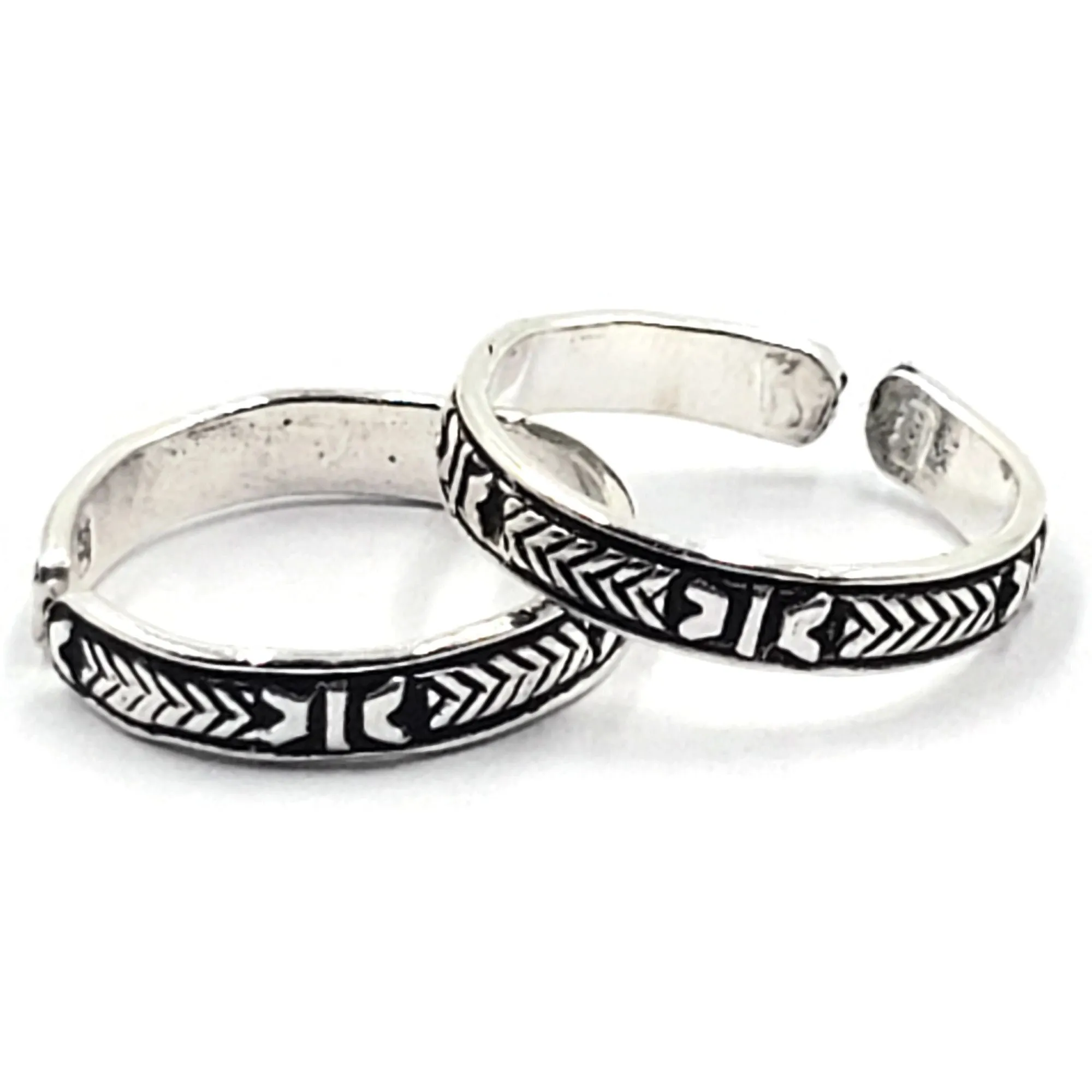 925 Sterling Silver Multicolor Toe-rings - Design #38