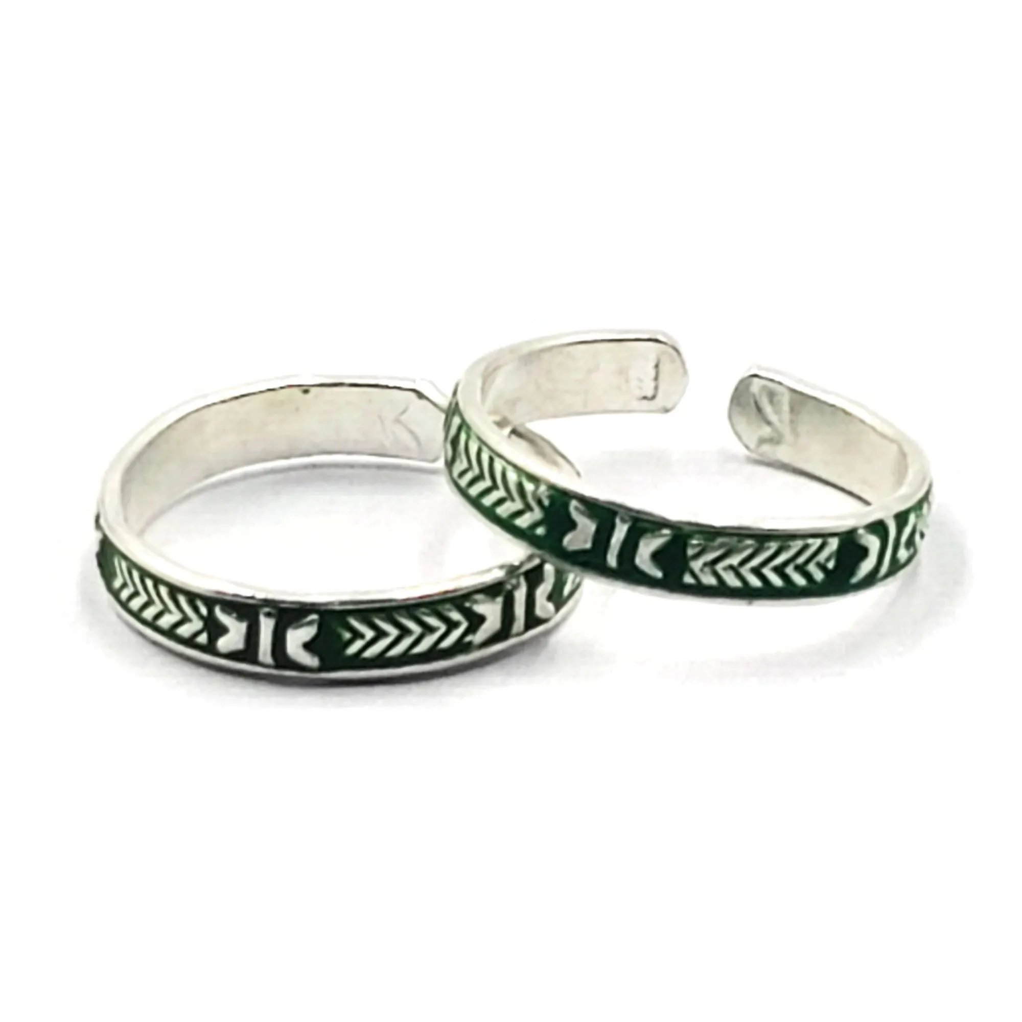 925 Sterling Silver Multicolor Toe-rings - Design #38