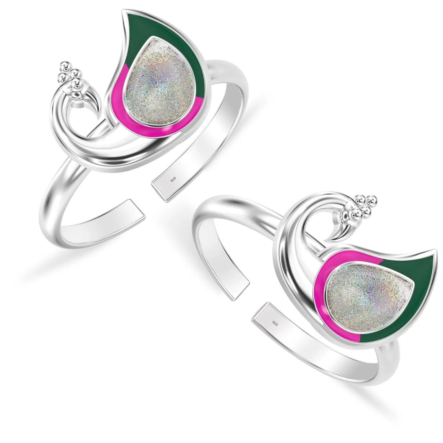 925 Sterling Silver Peacock Toe Ring for Women