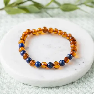 Adults | Lapis Lazuli   Cognac Amber Bracelet