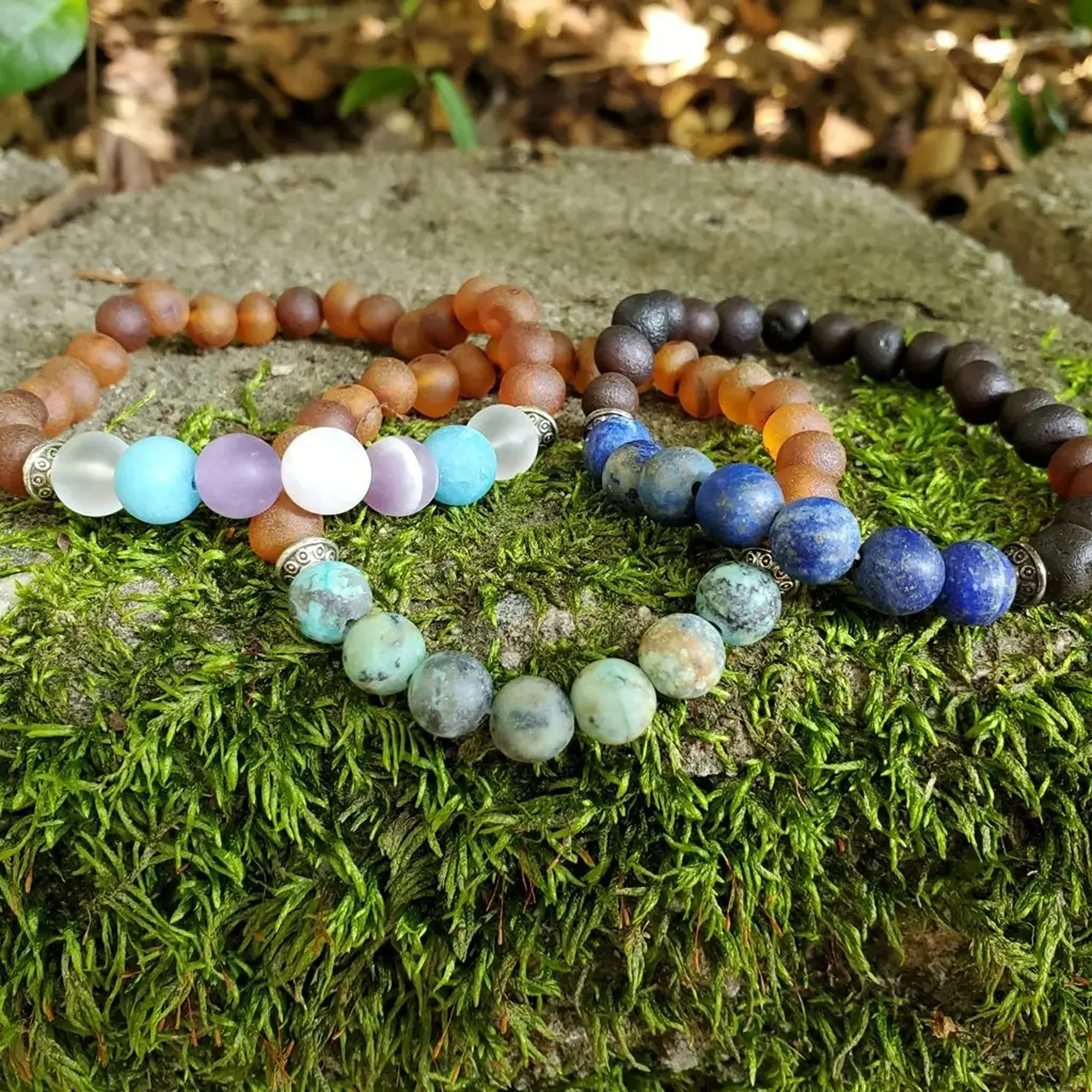 Adults | Lapis Lazuli   Raw Cherry Amber Bracelet