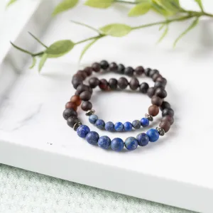 Adults | Lapis Lazuli   Raw Cherry Amber Bracelet