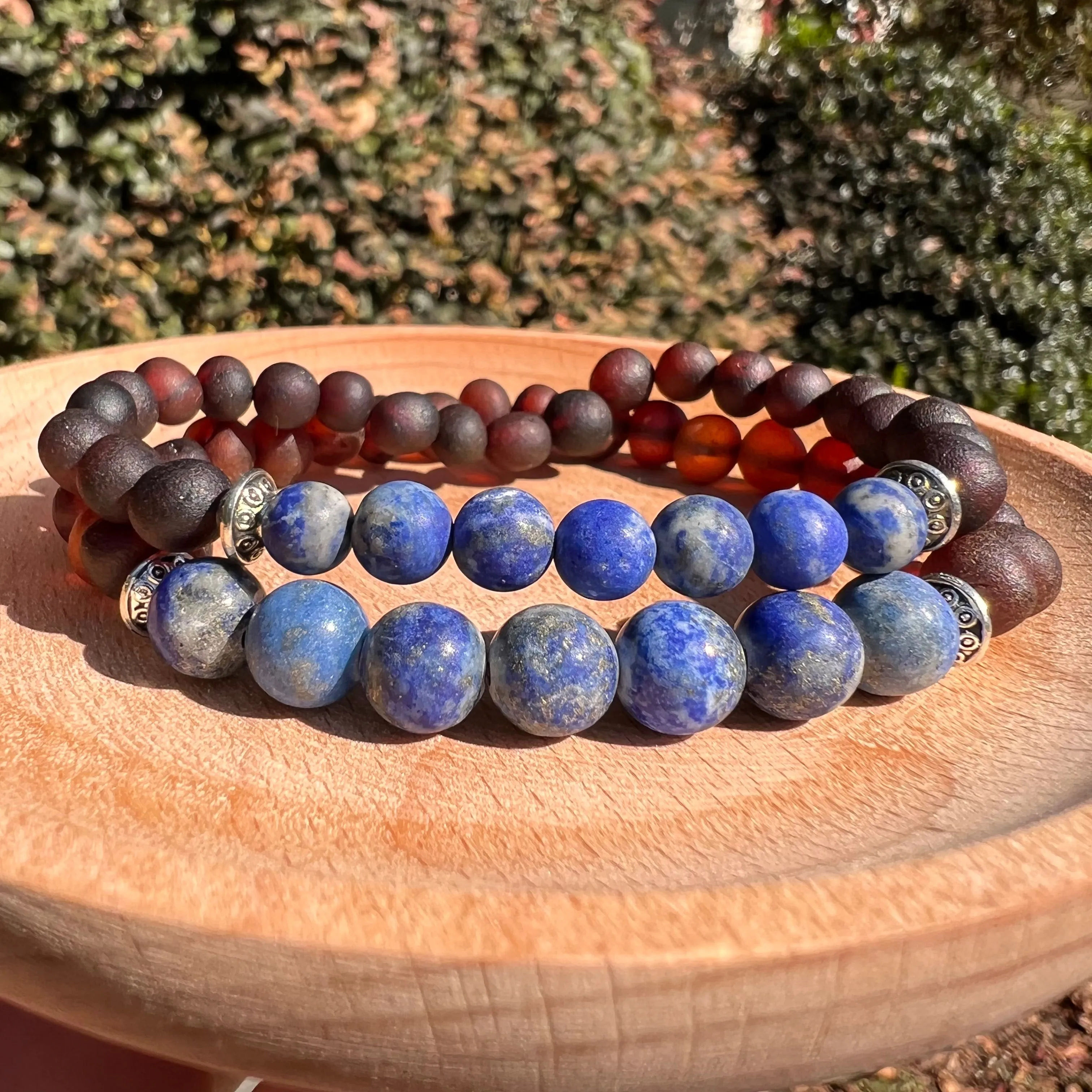 Adults | Lapis Lazuli   Raw Cherry Amber Bracelet