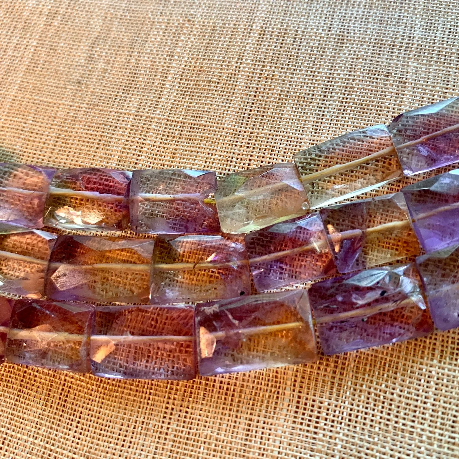 Ametrine Faceted Rectangle Beads