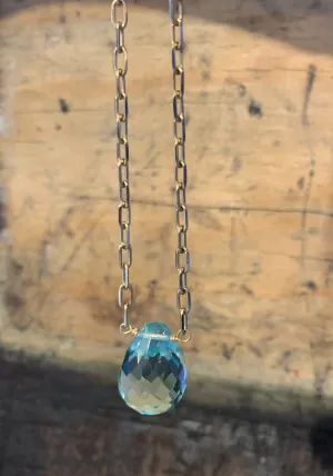Aquamarine Teardrop Necklace