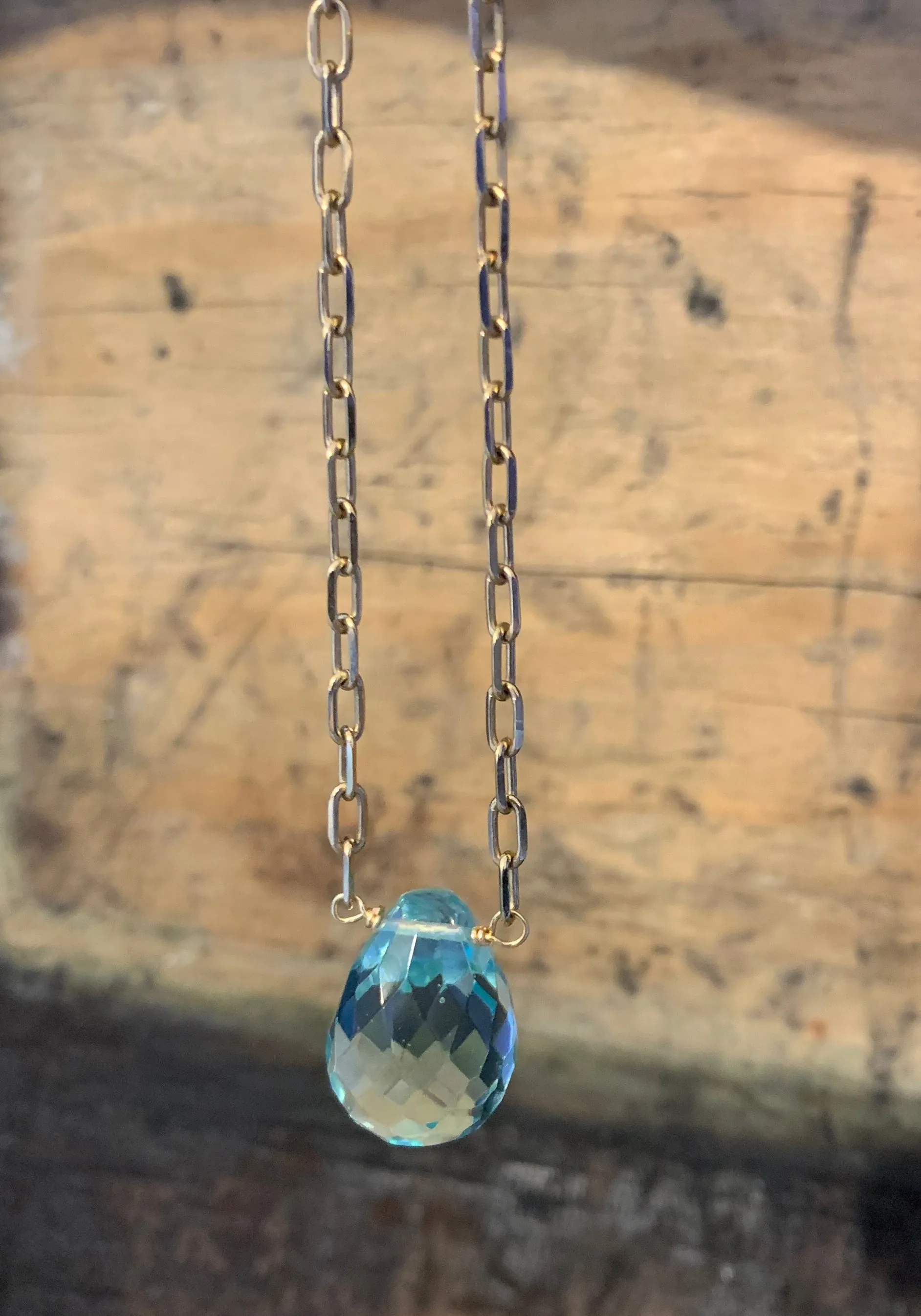 Aquamarine Teardrop Necklace