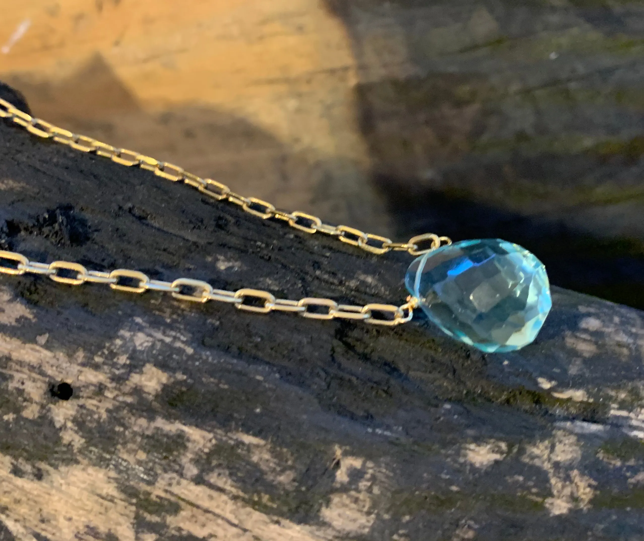 Aquamarine Teardrop Necklace