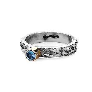 Aquamarine Textured Treasure Ring - 4mm Gemstone