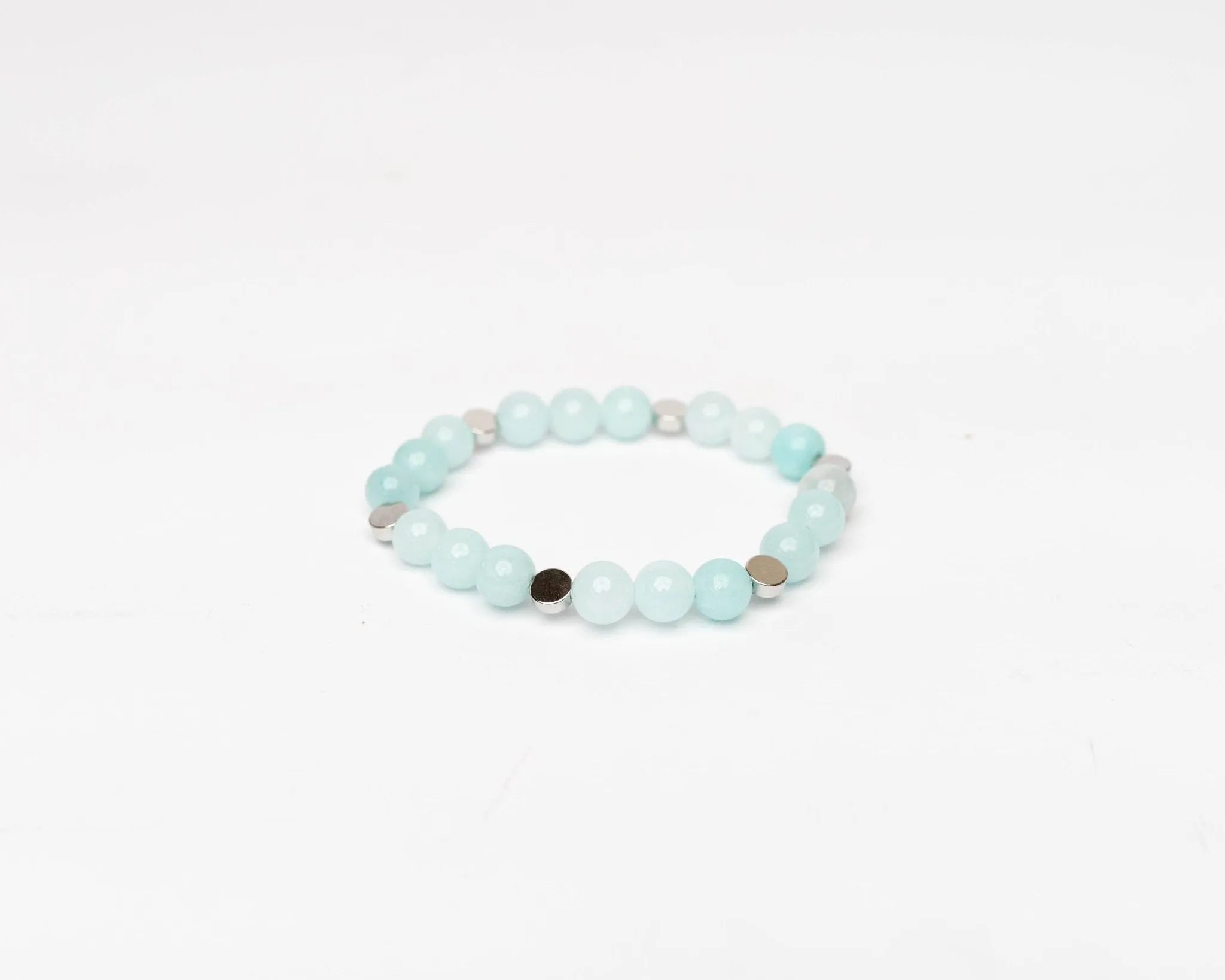 Aquamarine With Silver Charm Bracelet