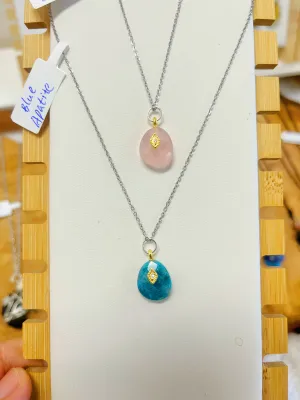 Blue Apatite Rose Quartz necklace