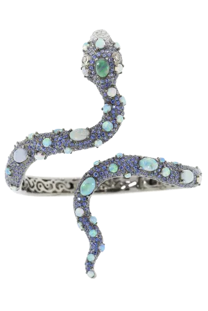 Blue Sapphire And Opal Snake Bracelet