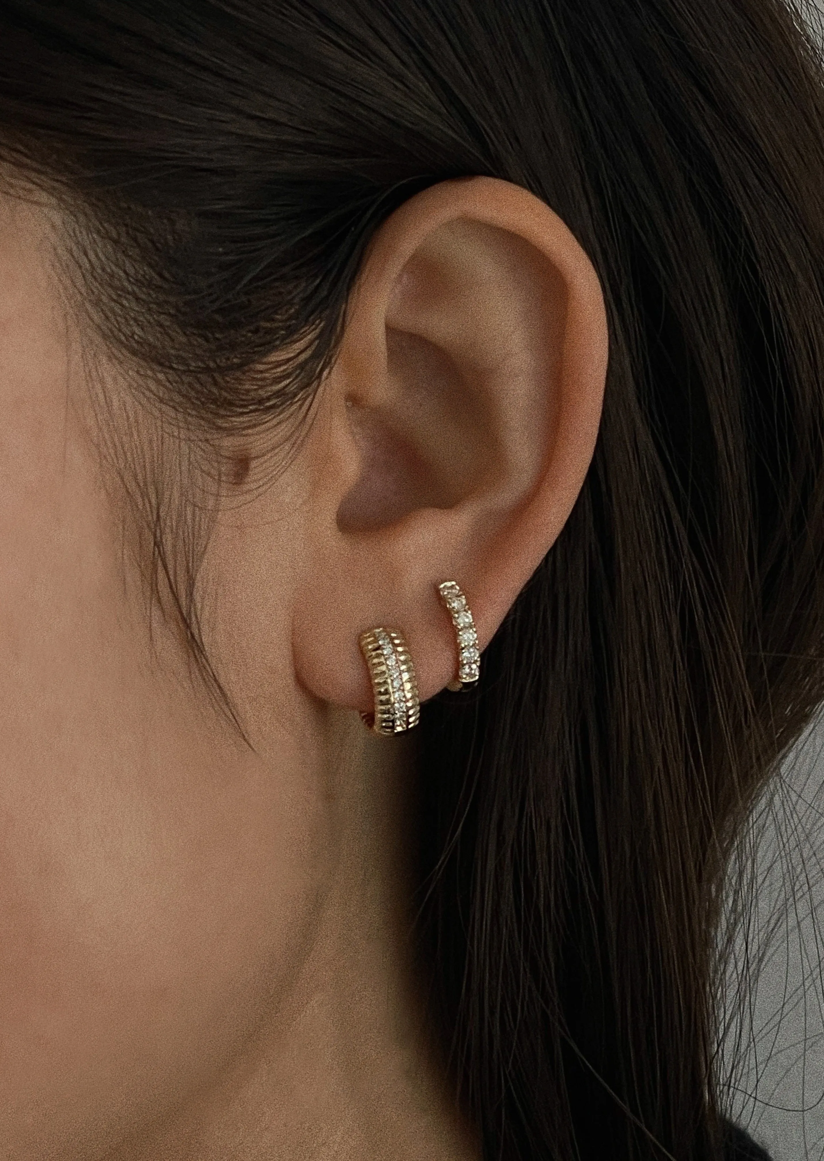 Bold Pavé Huggie Earrings Diamond