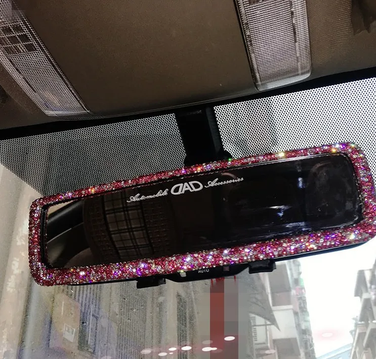 Car Interior Rearview Mirror Decor Charm Crystal Bling Diamond
