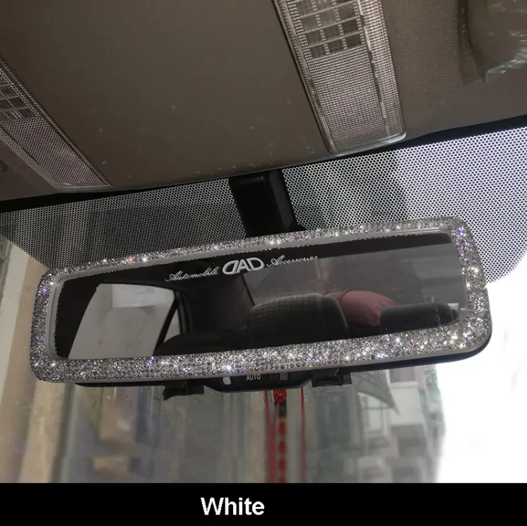 Car Interior Rearview Mirror Decor Charm Crystal Bling Diamond