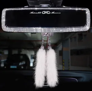 Car Interior Rearview Mirror Decor Charm Crystal Bling Diamond