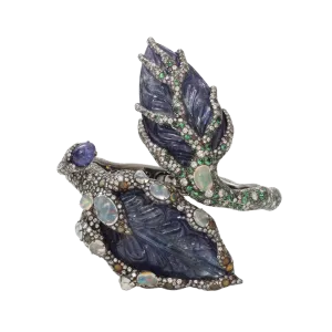 Carved Tanzanite Leaf Bangle