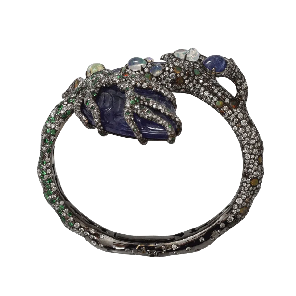 Carved Tanzanite Leaf Bangle