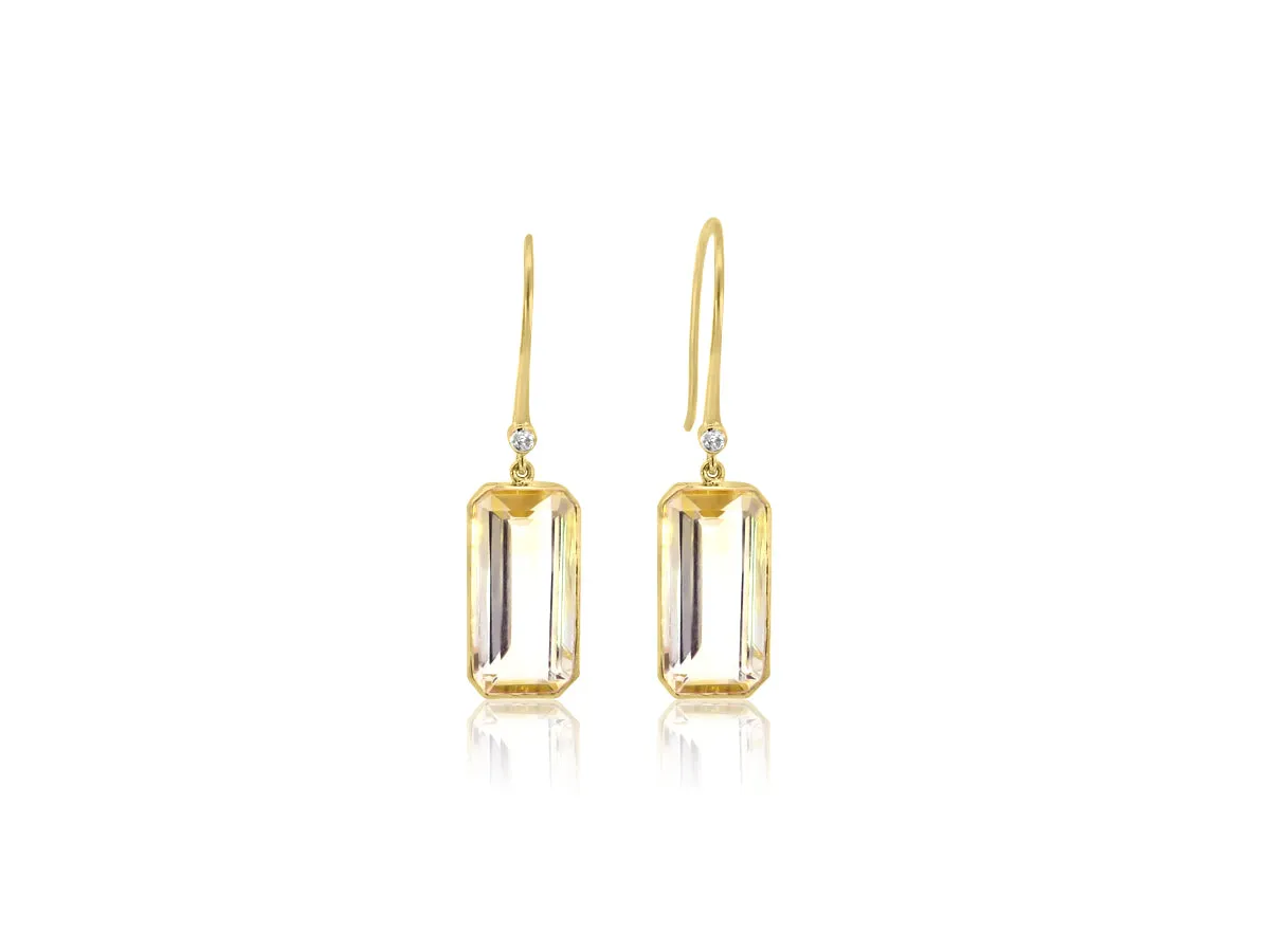 Citrine Yellow Gold Bezel Earrings