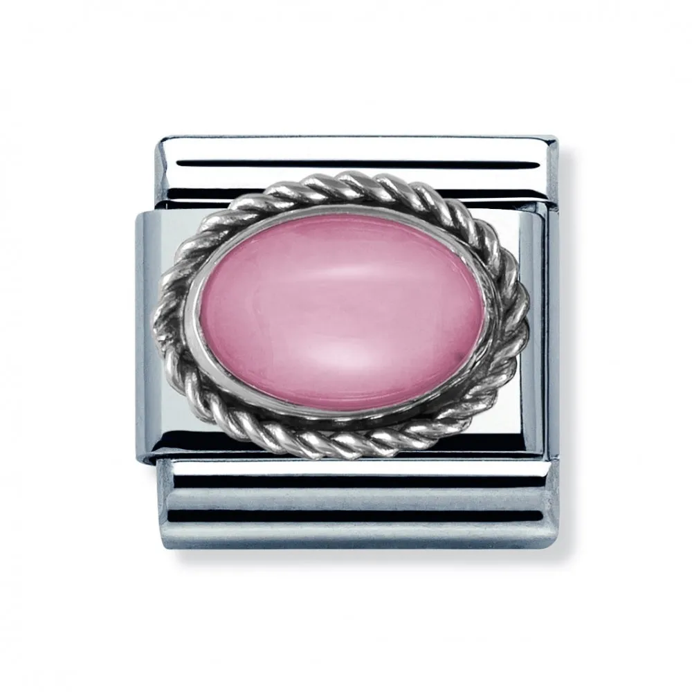 Composable Silver Ornate Pink Opal Link - 030509/22