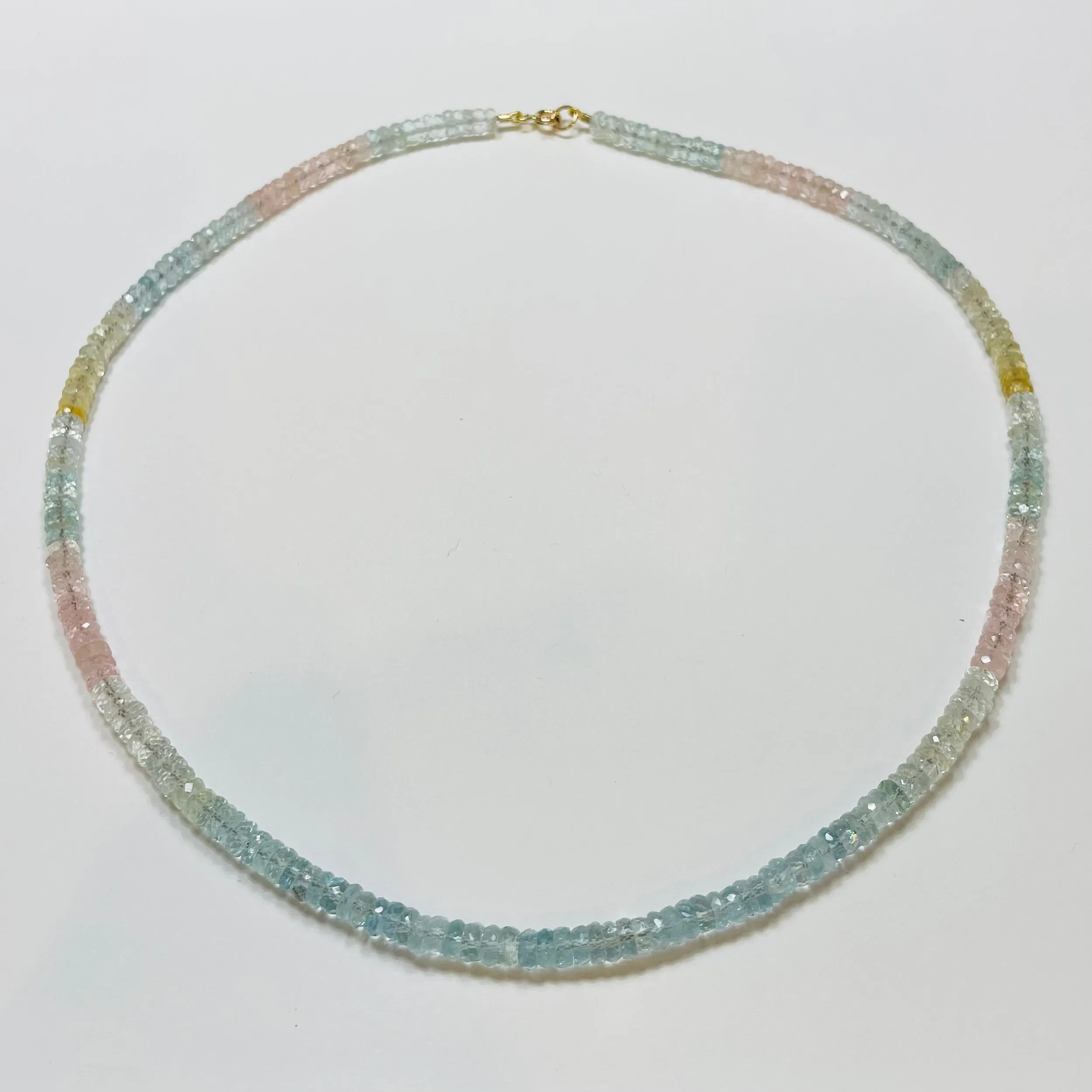 cotton candy aquamarine heishi necklace