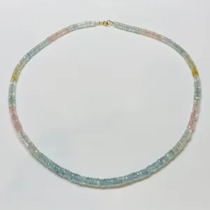 cotton candy aquamarine heishi necklace