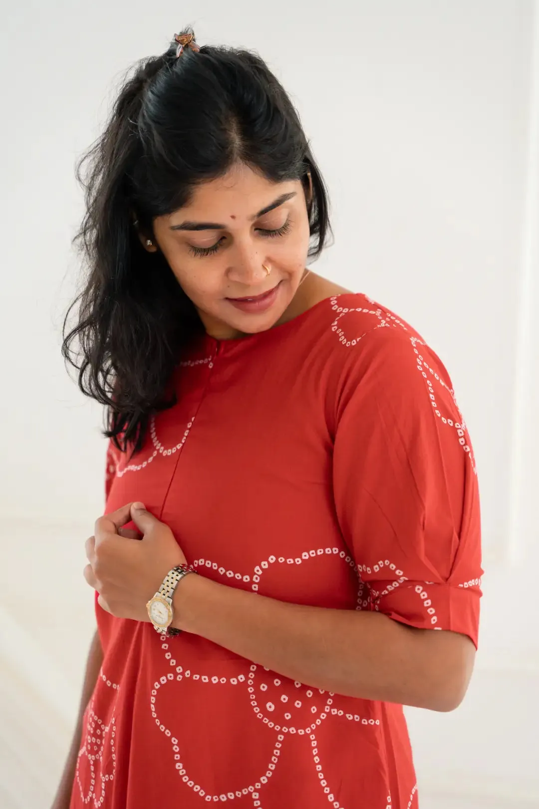 Crimson Cloud Maternity Feeding dress