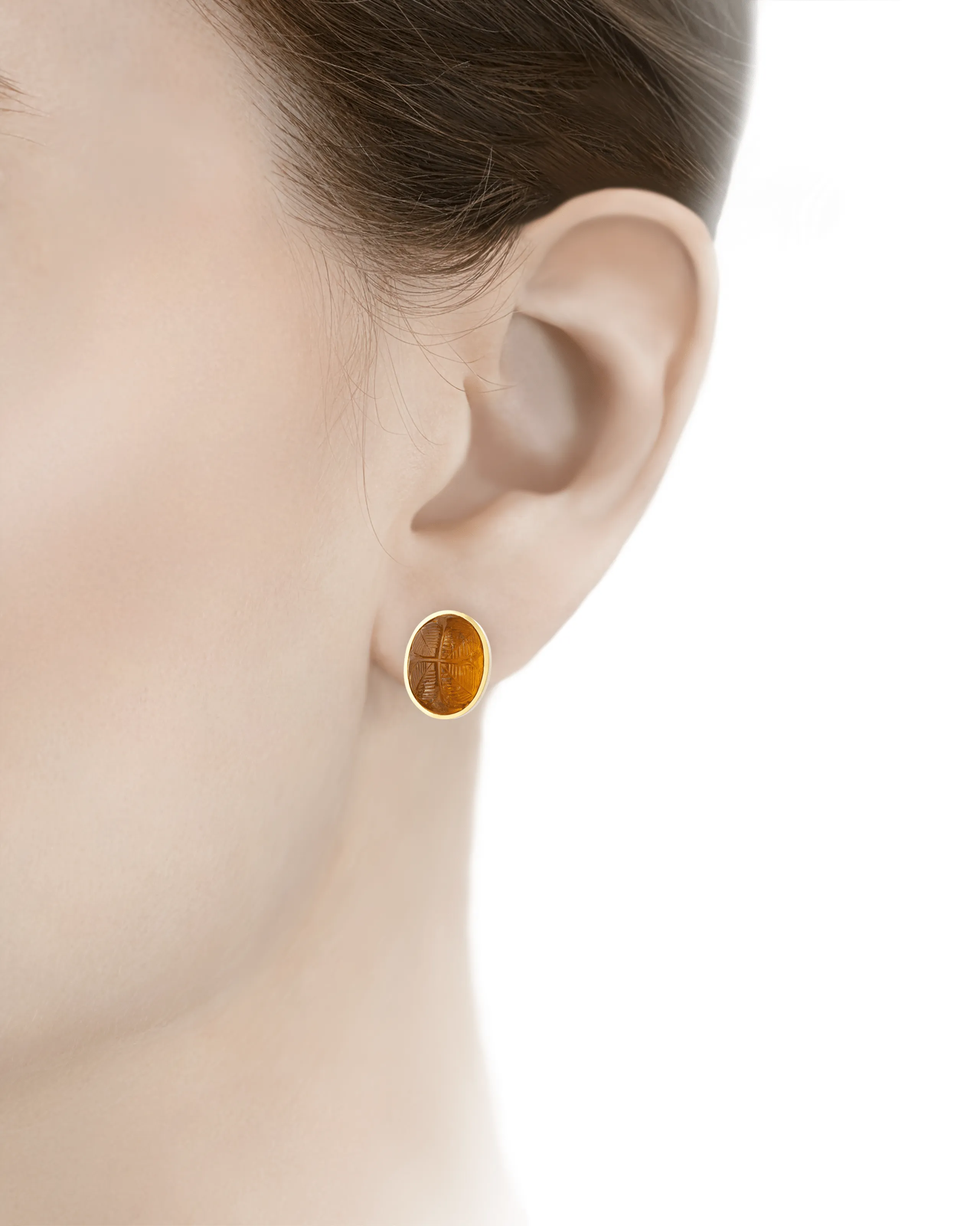 David Webb Carved Citrine Earrings
