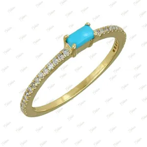 Diamond Turquoise Ring in US Size 6