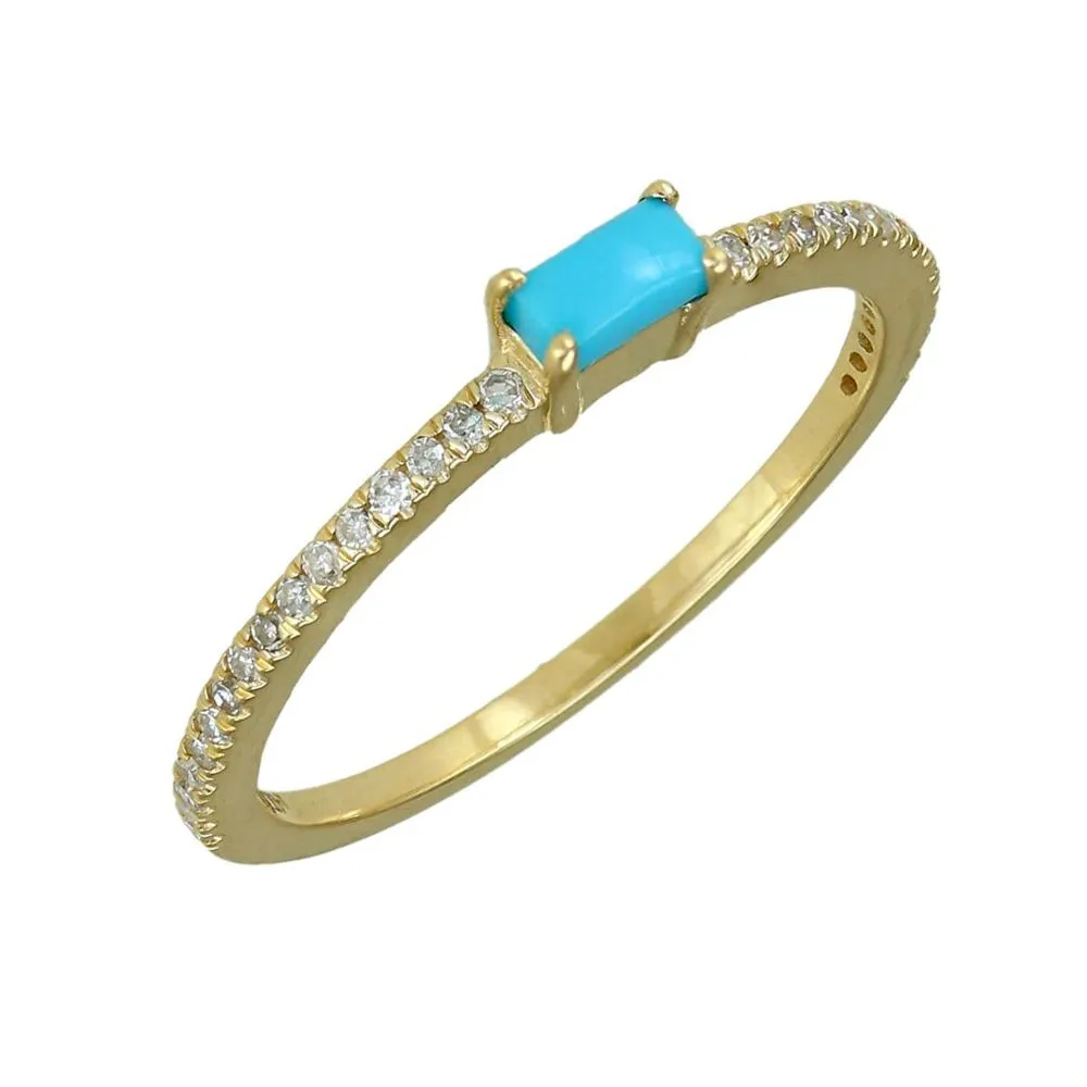 Diamond Turquoise Ring in US Size 6
