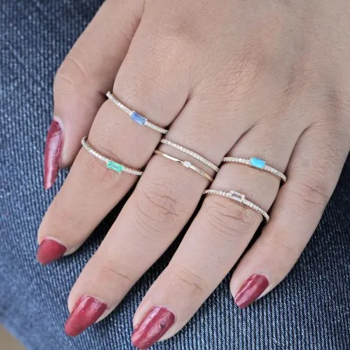 Diamond Turquoise Ring in US Size 6